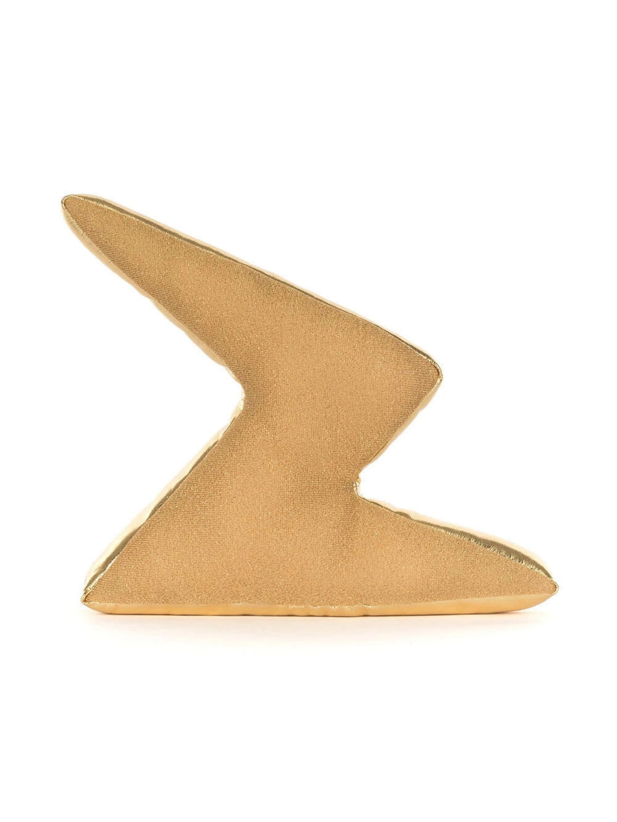 A gold metallic lightning bolt-shaped plush shown on a plain white background.