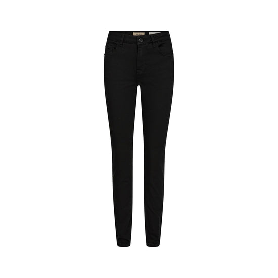 Black slim-fit ankle-length jeans shown flat against a solid white background.