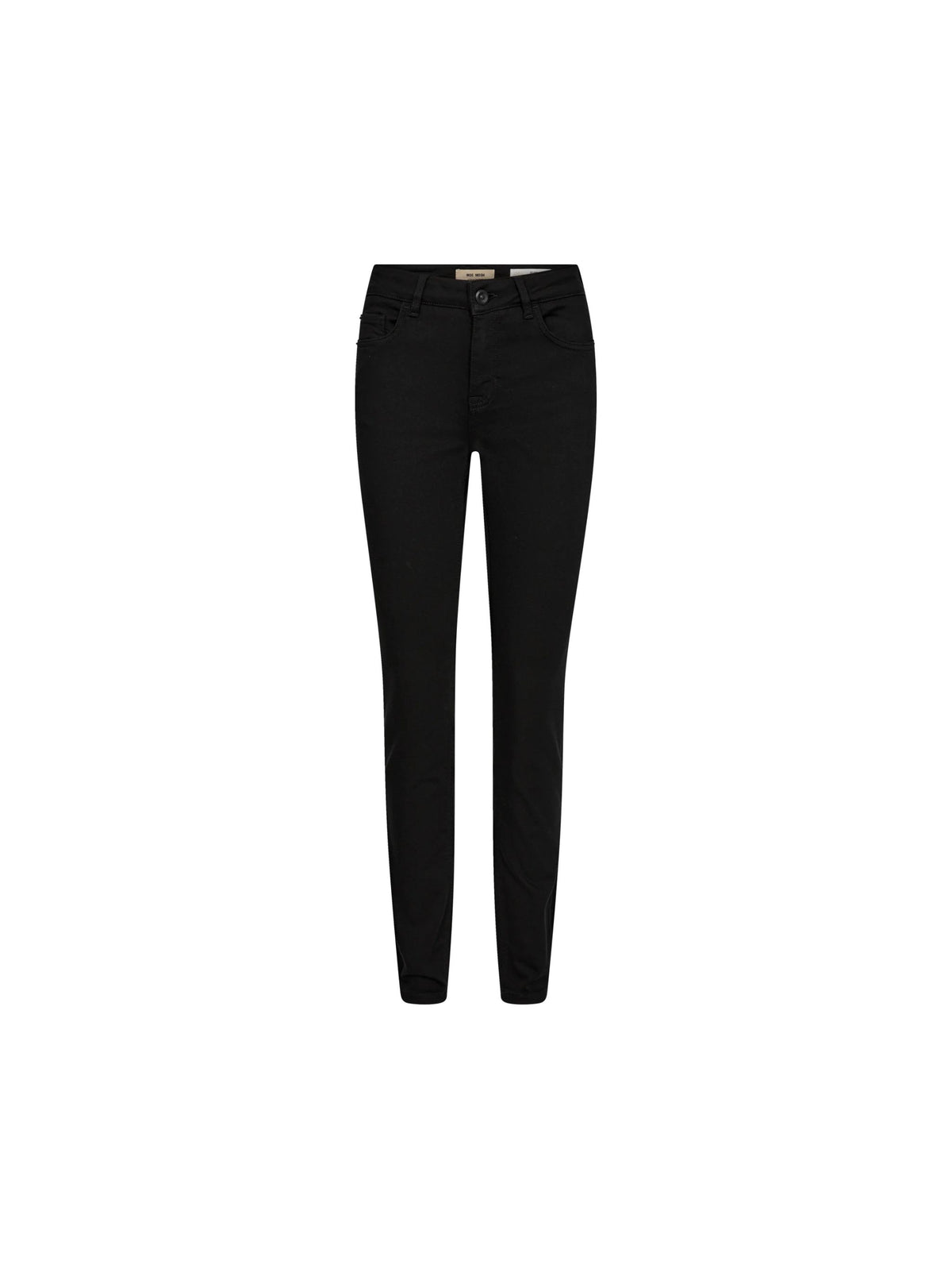 Black slim-fit ankle-length jeans shown flat against a solid white background.