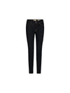 Dark wash skinny jeans shown flat against a solid white background.