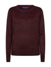 A long-sleeve crewneck sweater in a dark, heathered burgundy  shade, shown against a plain white background. The brand name 'Red Button' is visible on the inner neck label.