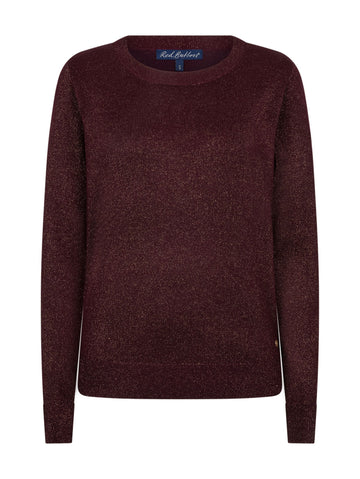 A long-sleeve crewneck sweater in a dark, heathered burgundy  shade, shown against a plain white background. The brand name 'Red Button' is visible on the inner neck label.