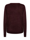 A dark burgundy long-sleeve knit sweater shown from the back on a plain white background.