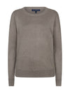A long-sleeve crewneck sweater in a heathered taupe-gray metallic color, shown on a plain white background. The brand label 'Red Button' is visible inside the collar.