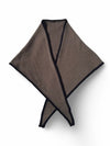 A folded Mink Triangular Scarf with Navy trim, arranged in a crossed pattern on a white background.