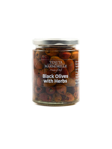 Pitted Leccino Black Olives with Herbs 314ml