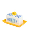 Blue Check Butter Dish