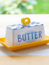 Blue Check Butter Dish