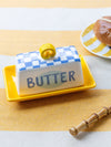 Blue Check Butter Dish