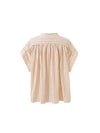Butter yellow striped cotton blouse with a relaxed fit, button front.