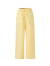 Butter yellow striped wide-leg trousers with a relaxed fit and lightweight tailored finish.