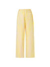 Butter yellow striped wide-leg trousers with a relaxed fit and lightweight tailored finish.