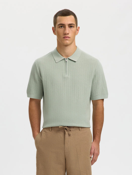 Cran Knit Structure Zip Polo