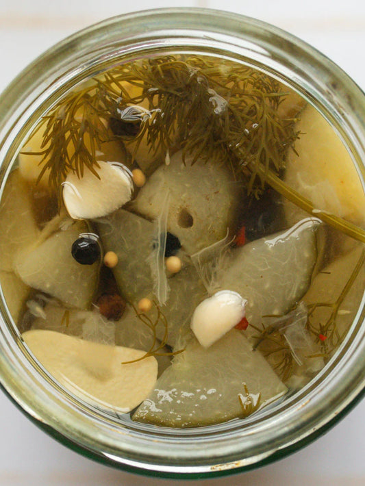Jar of Goat Rodeo pickled with dill and garlic