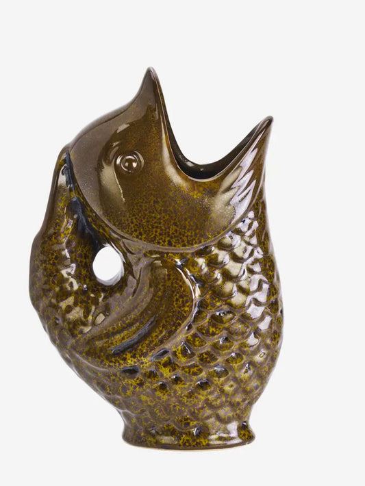 Khaki Stoneware Fish Vase