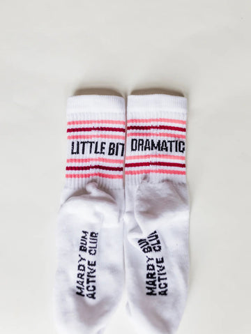 White socks with text on a light gray background