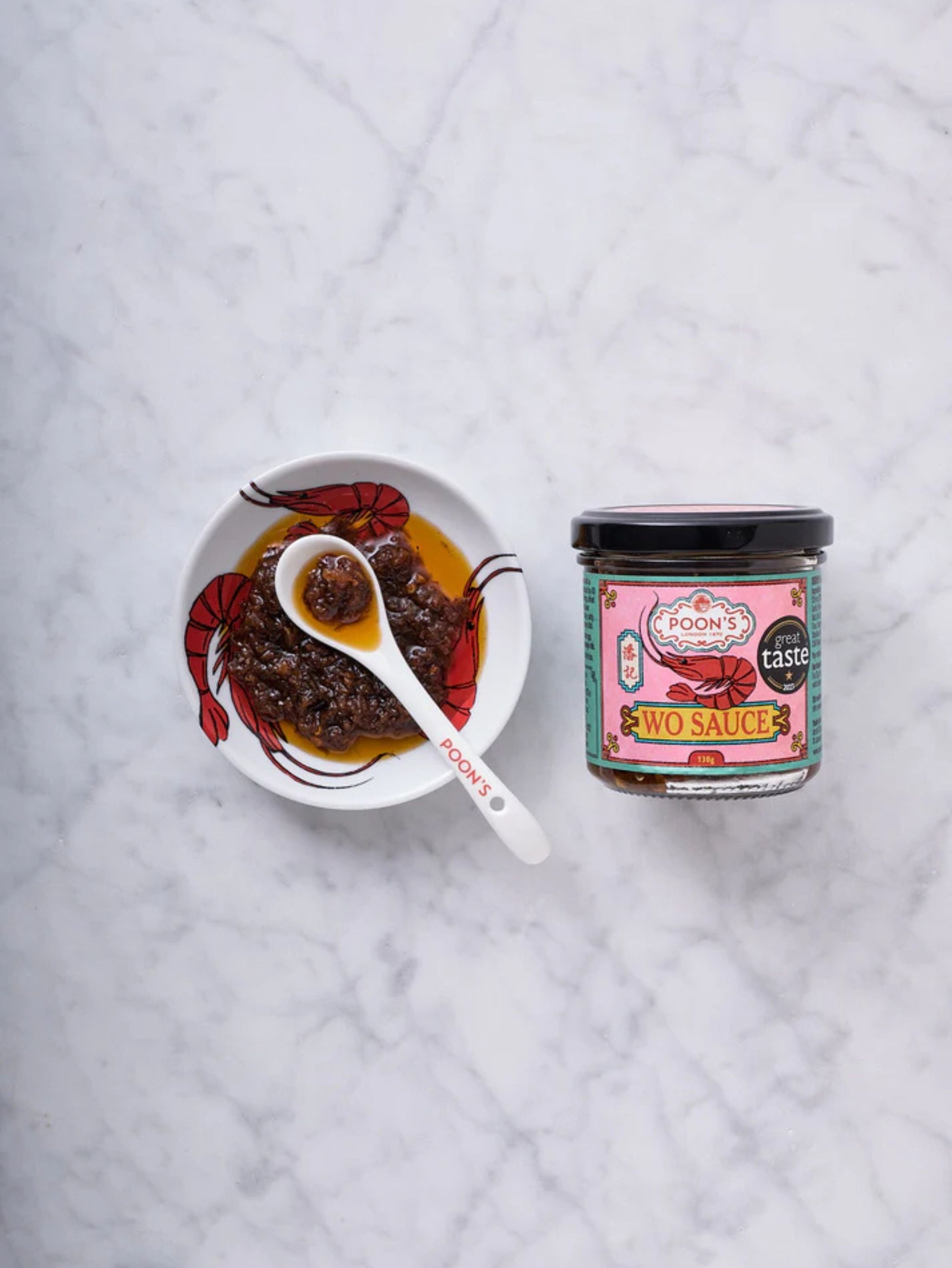 Jar of Poons London WO Sauce  with a colorful label 