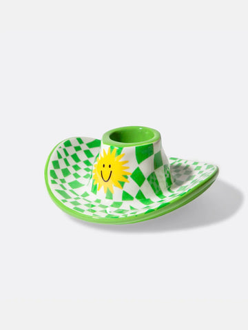 Rodeo Hat Green Candle Holder
