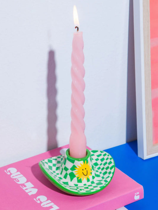 Rodeo Hat Green Candle Holder