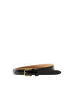 Black belt with a gold buckle on a white background