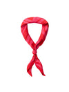 Red patterned scarf tied in a knot on a white background