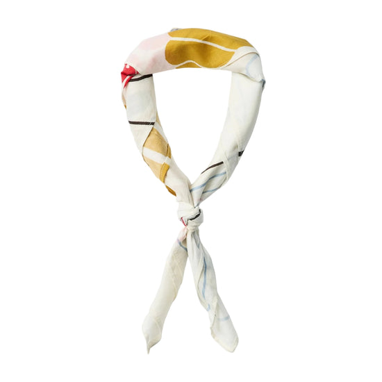 Neck scarf with a colorful pattern on a white background
