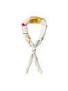 Neck scarf with a colorful pattern on a white background