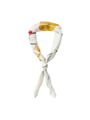 Neck scarf with a colorful pattern on a white background